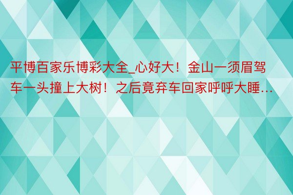 平博百家乐博彩大全_心好大！金山一须眉驾车一头撞上大树！之后竟弃车回家呼呼大睡…