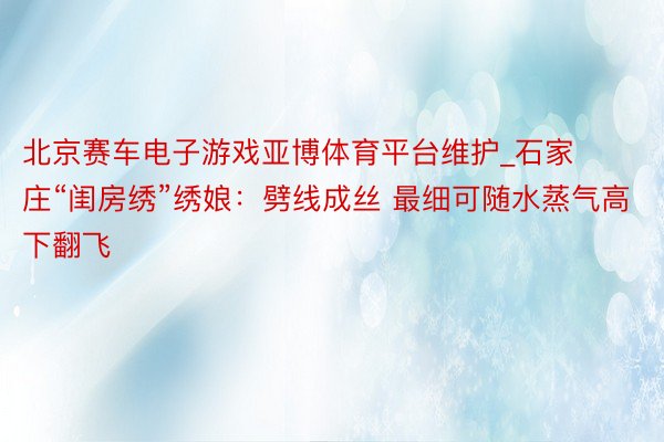 北京赛车电子游戏亚博体育平台维护_石家庄“闺房绣”绣娘：劈线成丝 最细可随水蒸气高下翻飞