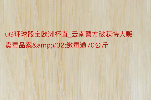 uG环球骰宝欧洲杯直_云南警方破获特大贩卖毒品案 缴毒逾70公斤